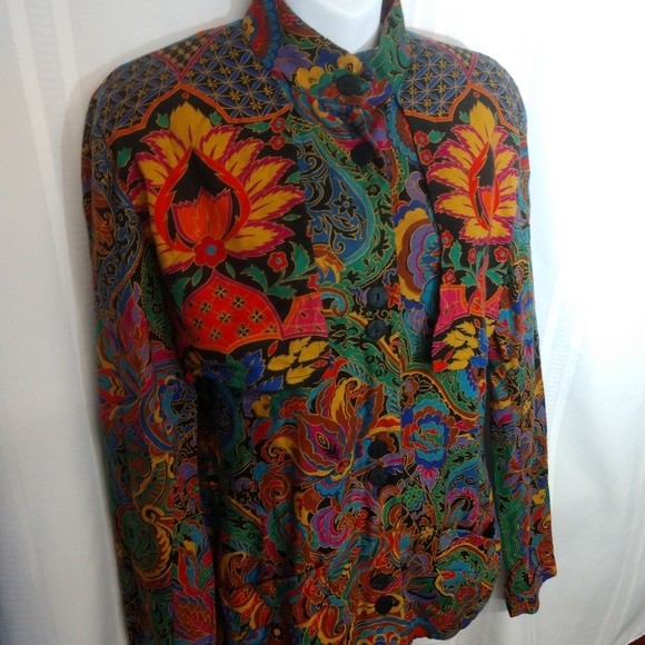 Gene Ewing Nehru button up top size 8 - Picture 1 of 8